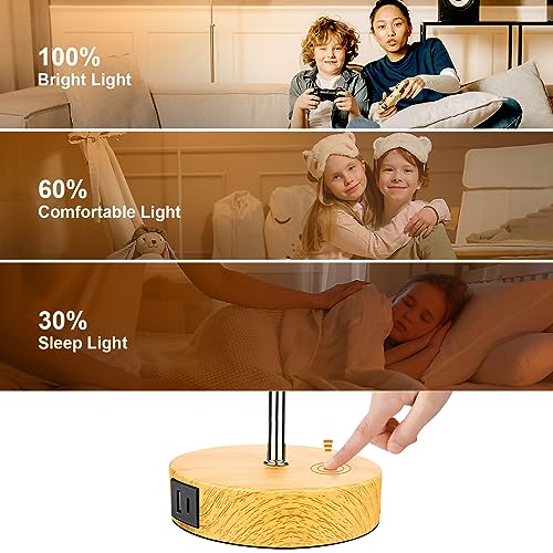 Wondlumi Bedside Lamps Set of 2 | 3-Way Touch Dimmable USB A+C Table Lamps