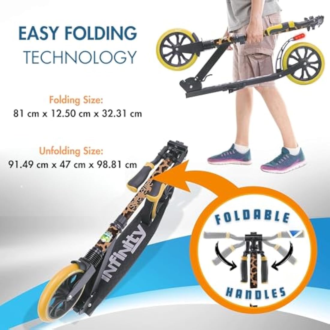 SereneLife Folding Kick Scooter – Adjustable LED Big Wheels for Kids & Teens