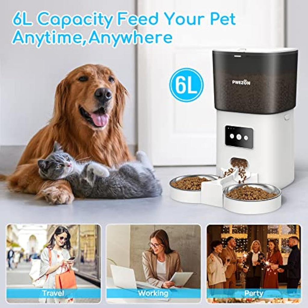 Jolof Store Automatic Cat Feeder – 6L WiFi Smart Dual Food Dispenser