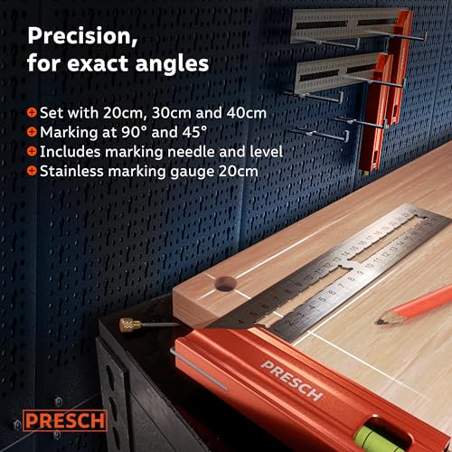 Presch Try Square Set – 3-Piece Precision Woodworking Square Tool