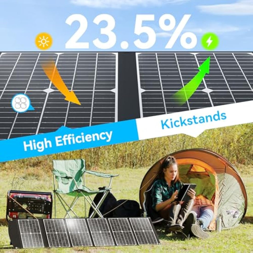 Ecosonique 100W Portable Solar Panel | Foldable Charger with Kickstand