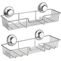 SANNO Suction Cup Shower Caddy – Rustproof Stainless Steel Basket (Set of 2)