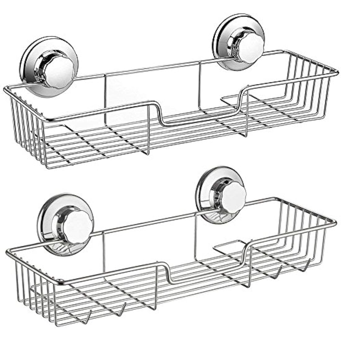 SANNO Suction Cup Shower Caddy – Rustproof Stainless Steel Basket (Set of 2)