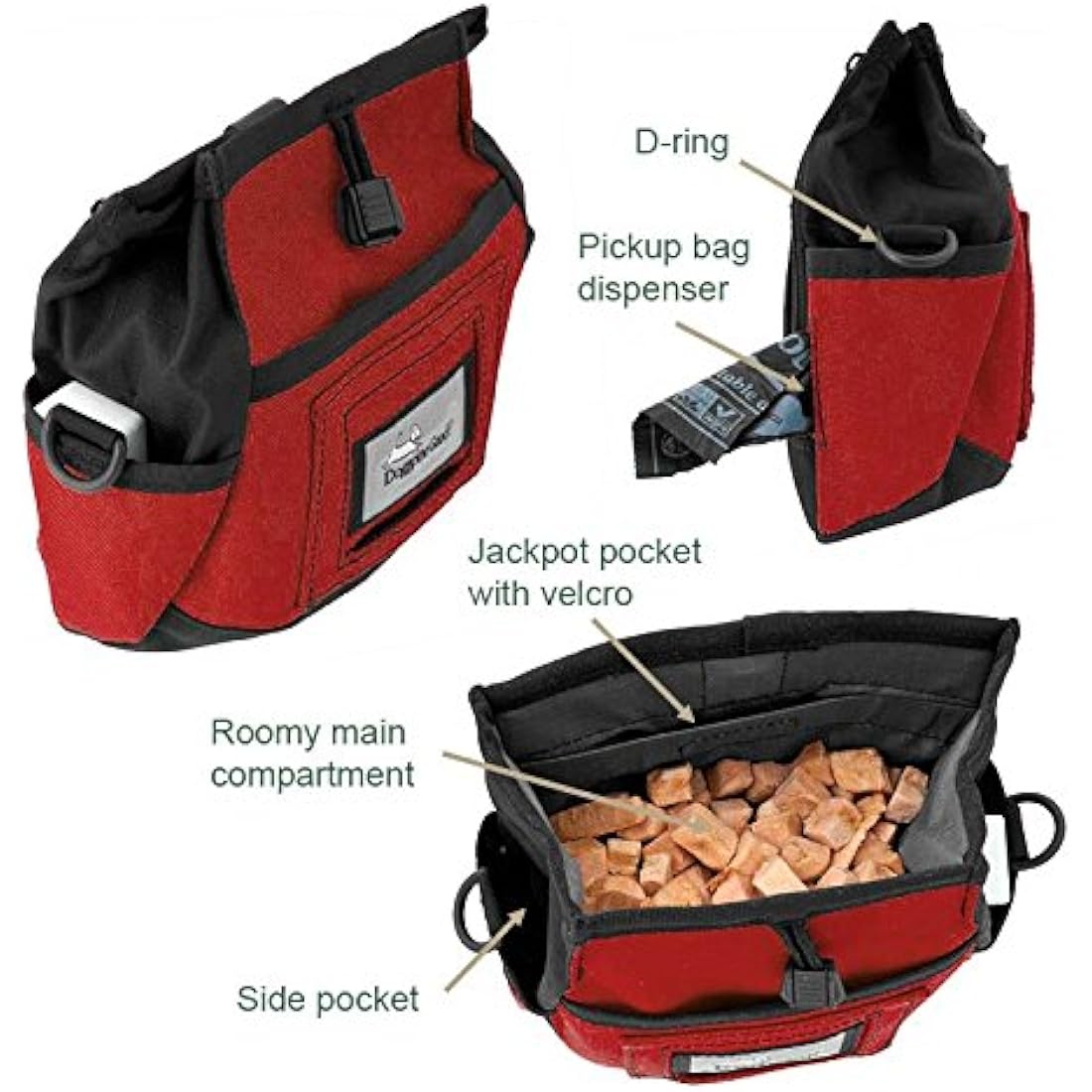 Doggone Good Rapid Rewards Dog Training Treat Pouch with Belt - Red