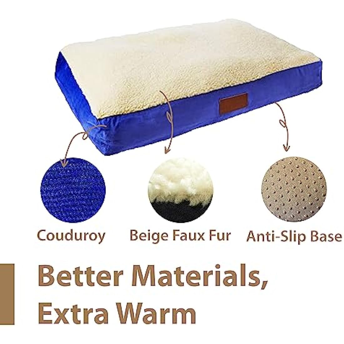 Ellie-Bo Medium Dog Bed | Washable Blue Faux Suede Crate Mattress