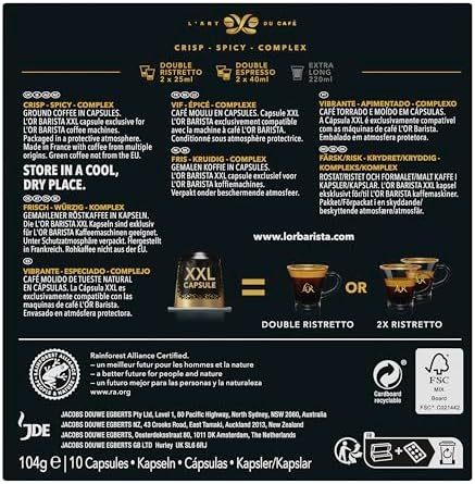 L'OR Barista Double Ristretto XXL Coffee Capsules - Intensity 11 (50 Pods)