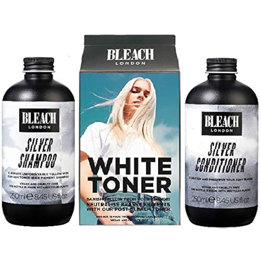 Bleach London Silver Shampoo, Conditioner & White Toner Hair Kit