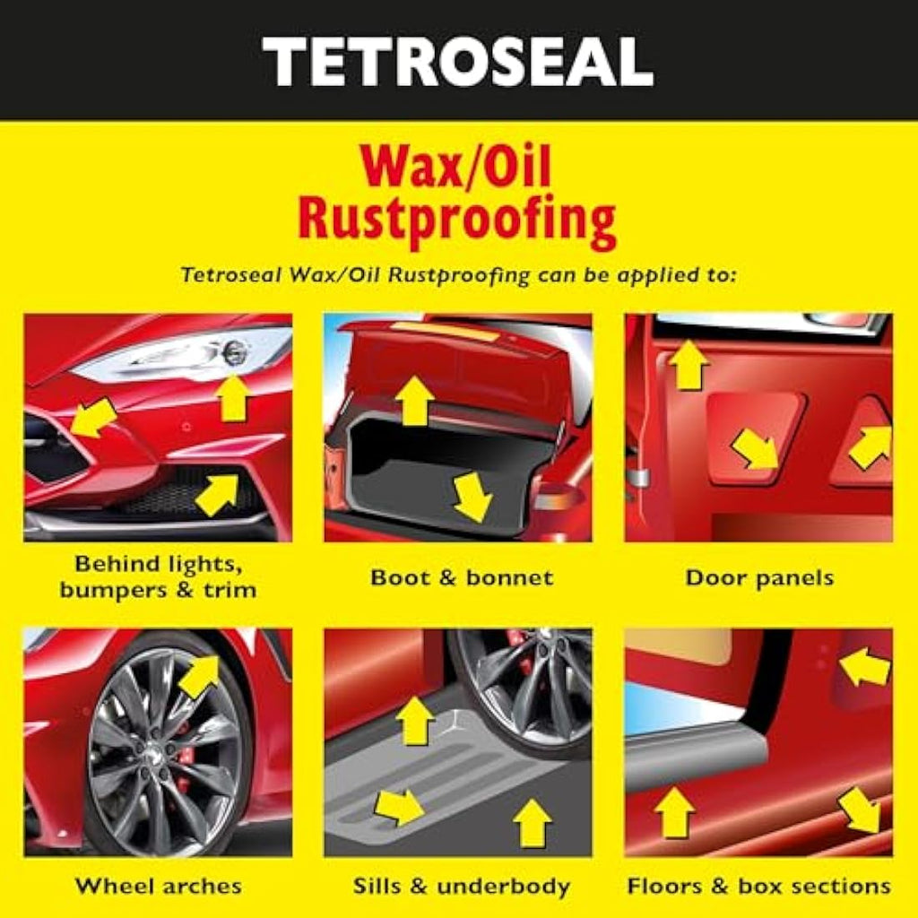 Tetroseal Waxoil Clear Car Rust Proofing - 5L Heavy Duty Metal Sealant