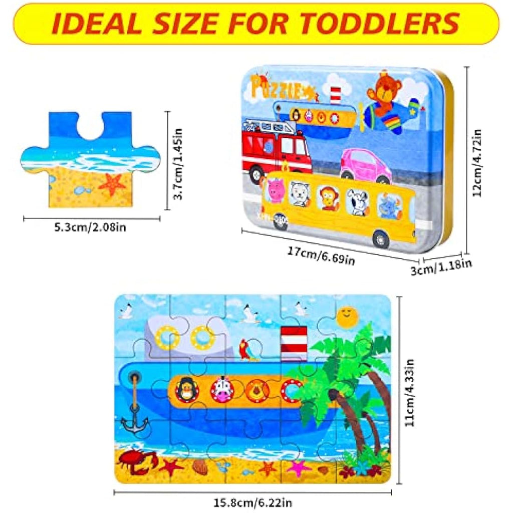 BBLIKE Transportation Jigsaw Puzzles - 4 Pack Educational Travel Toy