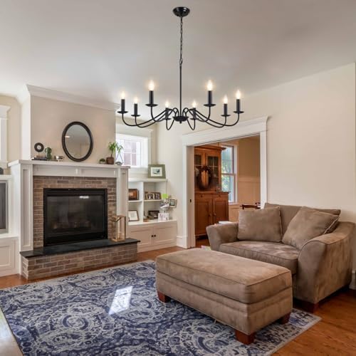 MRHYSWD 8-Light Black Chandelier – Vintage Industrial Metal Ceiling Light