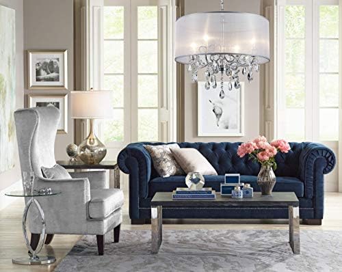 Bestier Crystal Drum Pendant Chandelier | 4-Light Chrome Ceiling Fixture