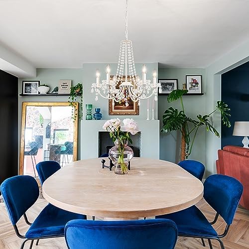 ASHUAQI Modern Crystal Chandelier | 6-Light White Metal Pendant Light
