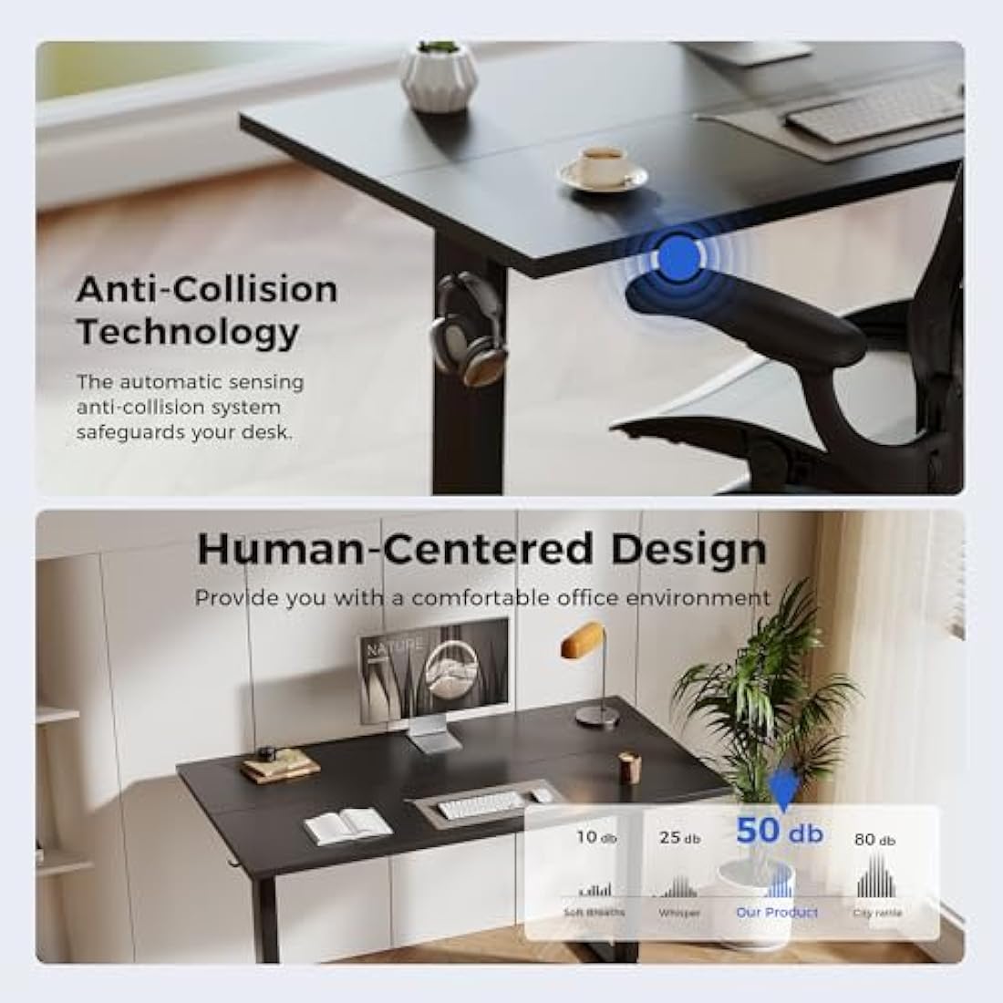 Agilestic Electric Standing Desk | 100x60cm Height Adjustable - Black