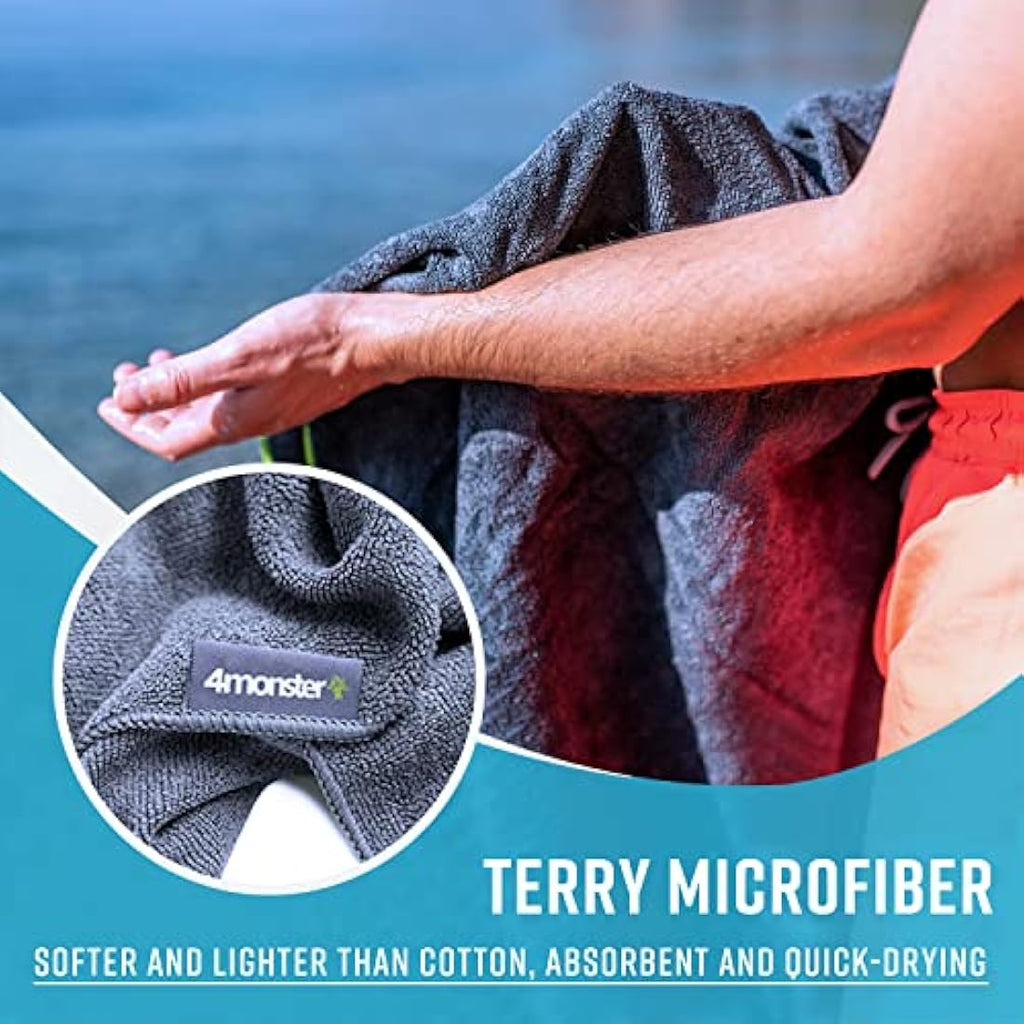4Monster Microfiber Gym Towels - 6 Pack Quick Dry Travel Set, Army Green