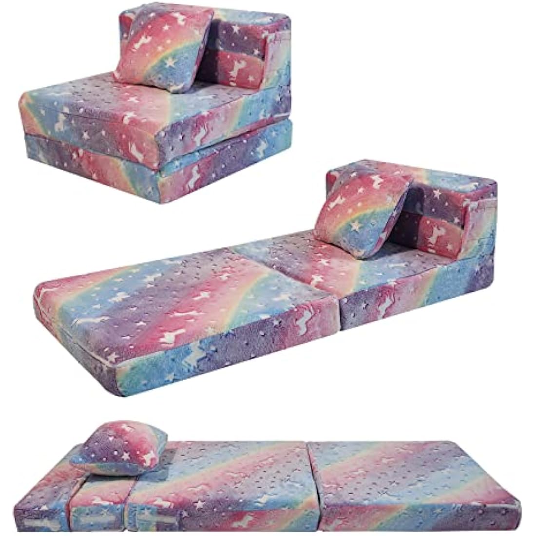 MeMoreCool Glow in The Dark Kids Sofa Bed – Modular Unicorn Play Couch