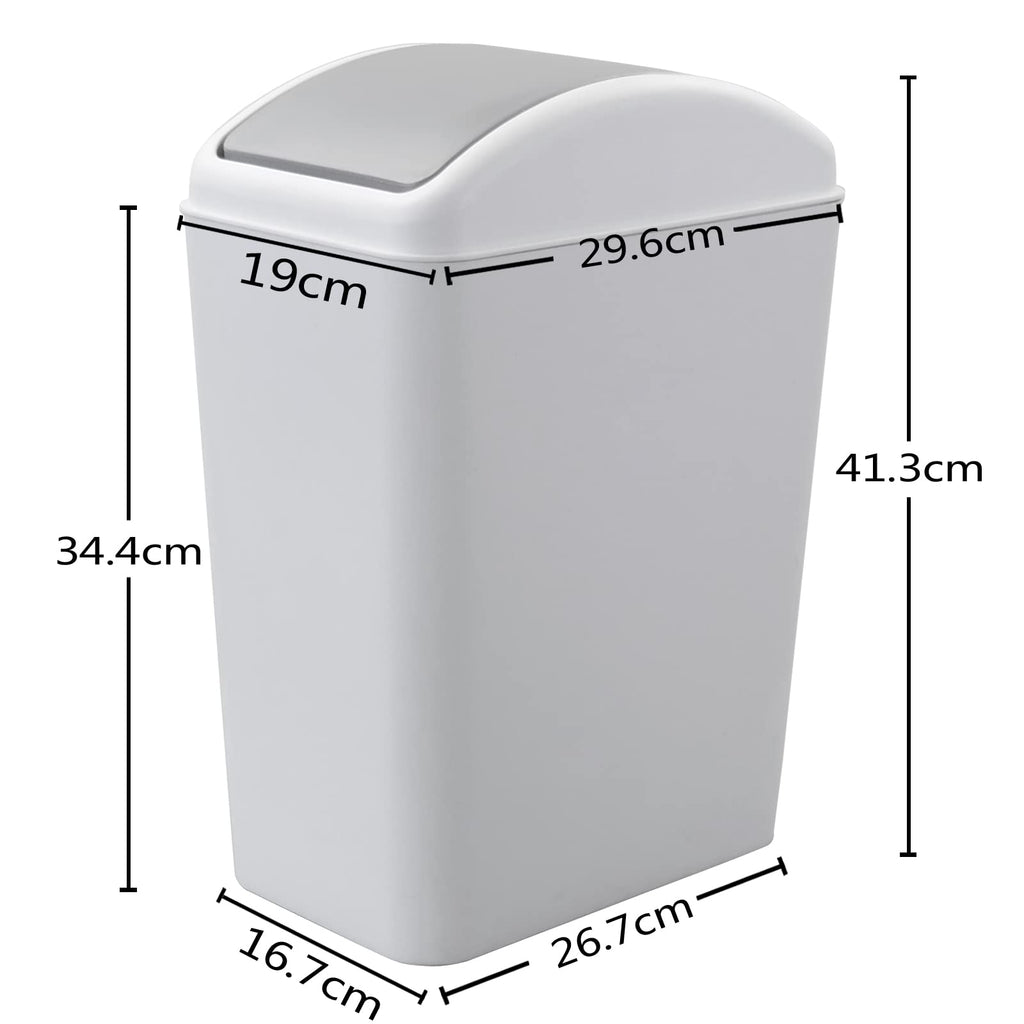 Annkky 15 L Small Bathroom Bins with 2 Rolls Bin Liners, Plastic Swing Dustbin with Lid Light grey - image 3