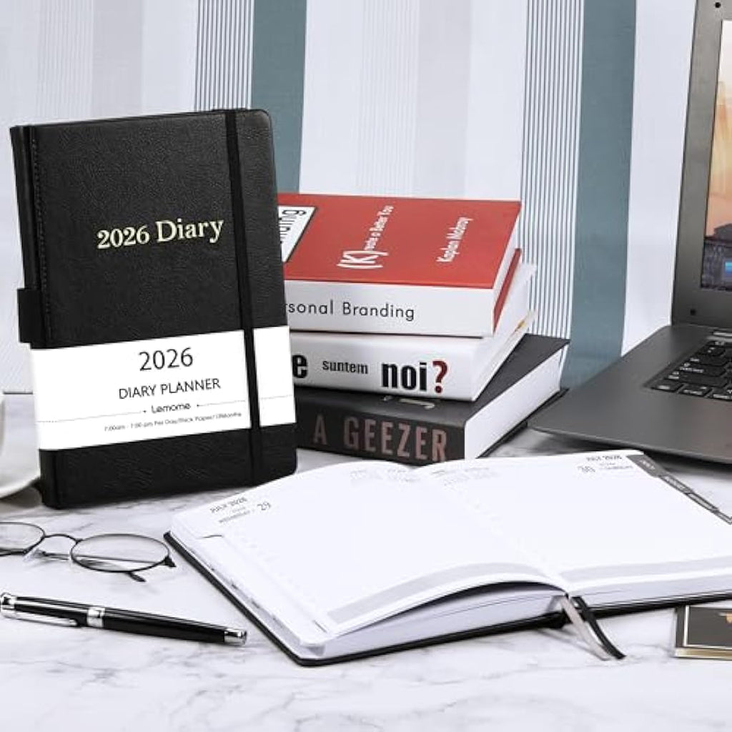Jolof Store 2026 Diary A5 Page a Day - Daily Planner with Tabs, Grey