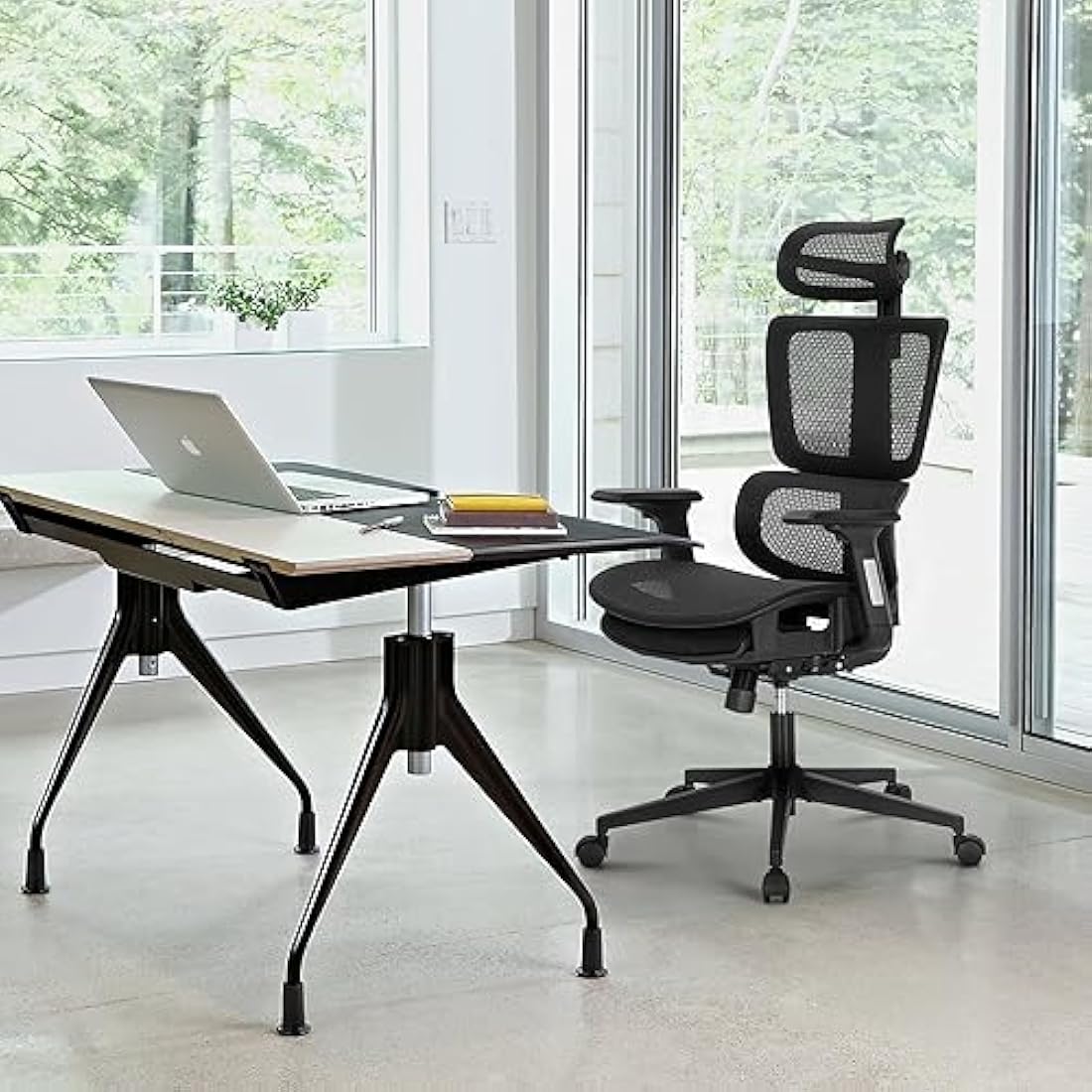 ALPHA HOME Ergonomic Office Chair with Footrest | Mesh High Back Desk Chair