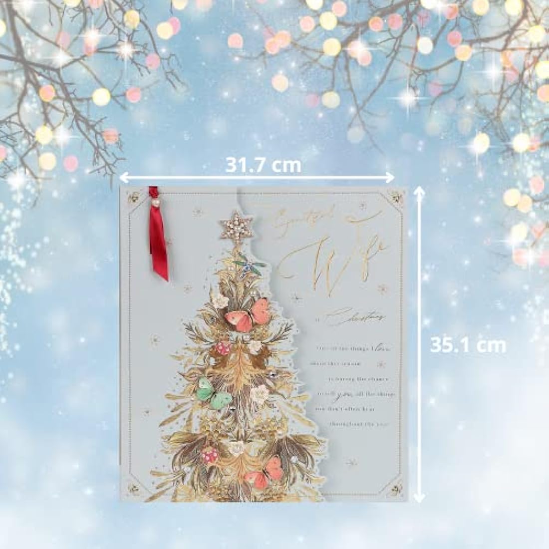 Clintons Luxury Christmas Card for Wife – Large Multi-Colour FSC Card
