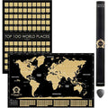 Jolof Store Scratch Off World Map & Top 100 Places Poster Gift Set