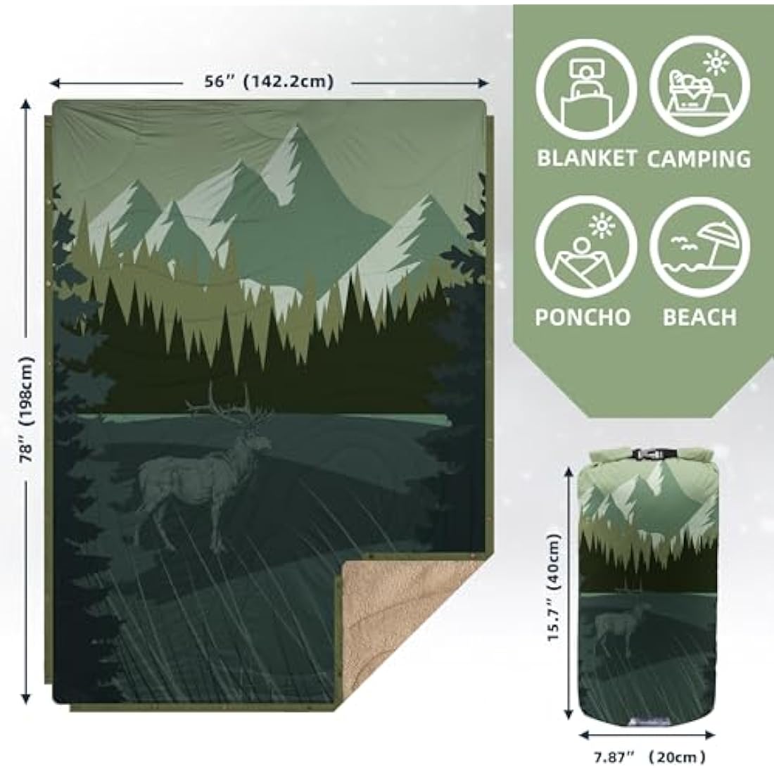 KawaGebo Kamp Sherpa Camping Blanket | Warm Puffy Quilt & Poncho