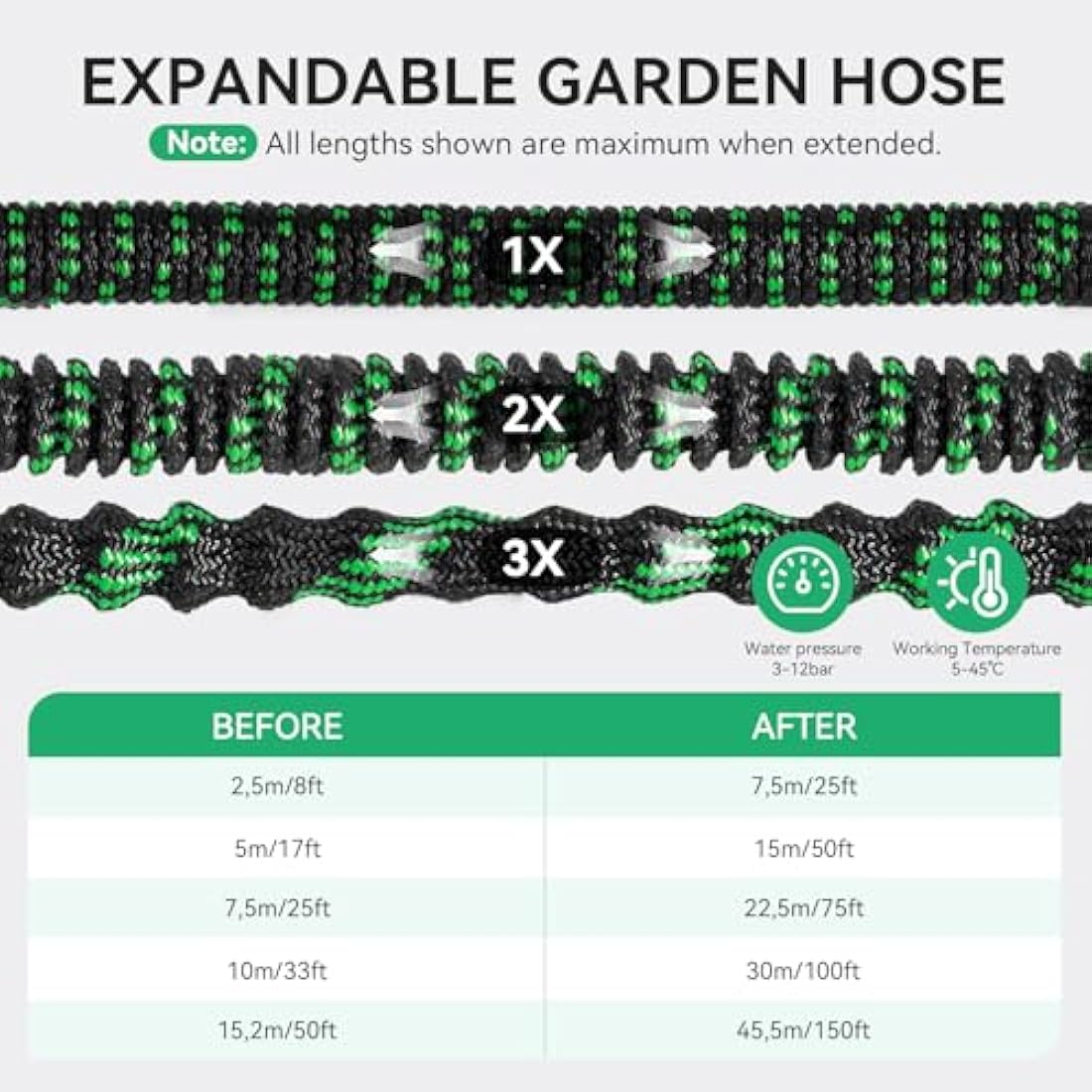 Jolof Store 50FT Expandable Garden Hose – 10 Function Nozzle & Metal Fittings