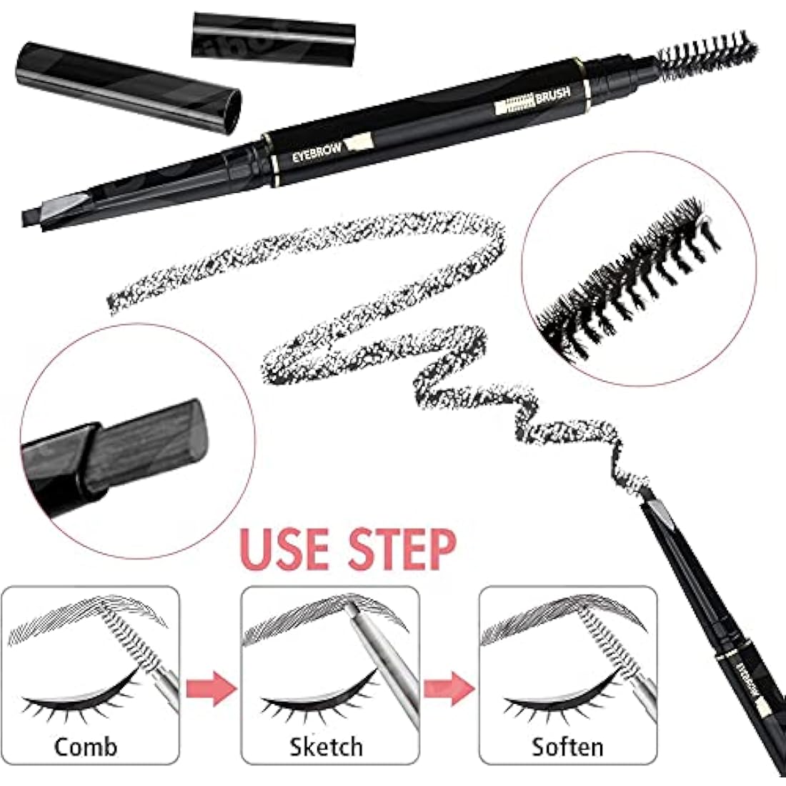 Gibot 5-Piece Stainless Steel Eyebrow Grooming Kit with Travel Case