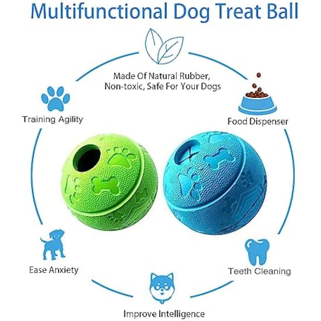 Interactive Dog Treat Toy Ball – Durable Rubber 2-Pack