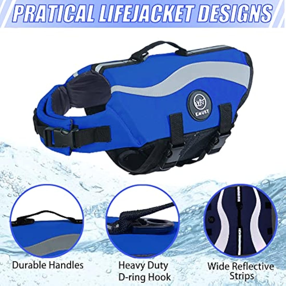 EMUST Dog Life Jacket – Ripstop Flotation Vest with Rescue Handles