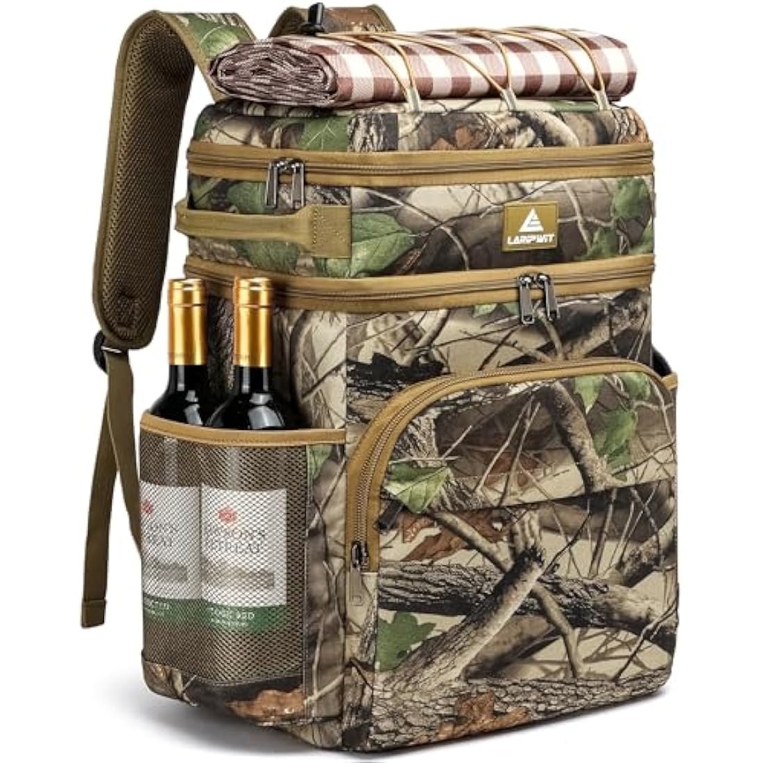 Laripwit Insulated Cooler Backpack | 54 Can Leak-Proof Camo Picnic Bag