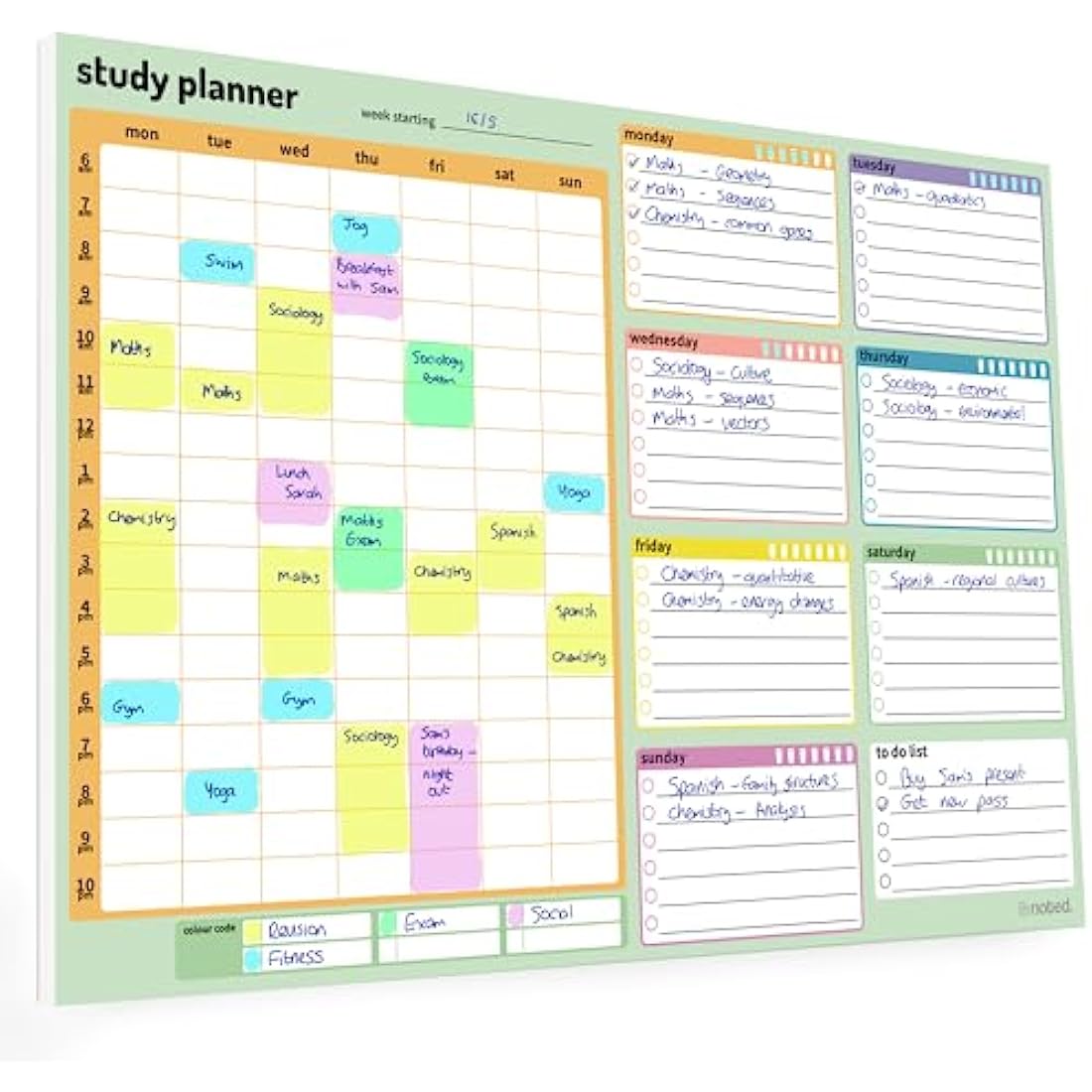A4 Study and Revision Planner Pad | 52 Thick Weekly Sheets