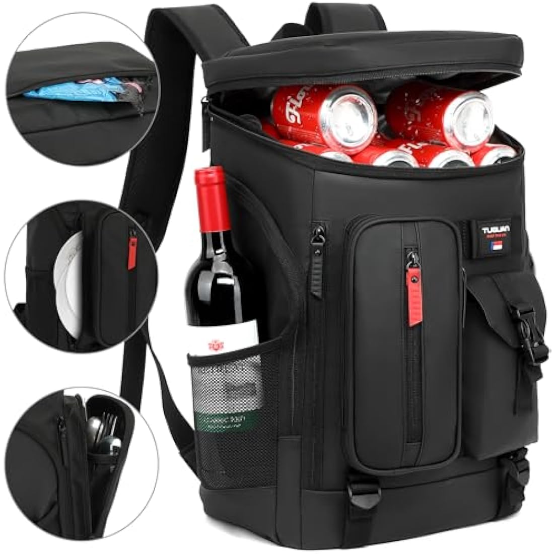 TUGUAN 30L Insulated Cooler Backpack | 36-Can Leak Proof Thermal Rucksack