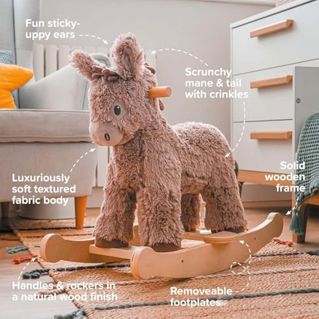 Little Bird Told Me Norbert Donkey Rocking Toy – Plush Wooden Rocker