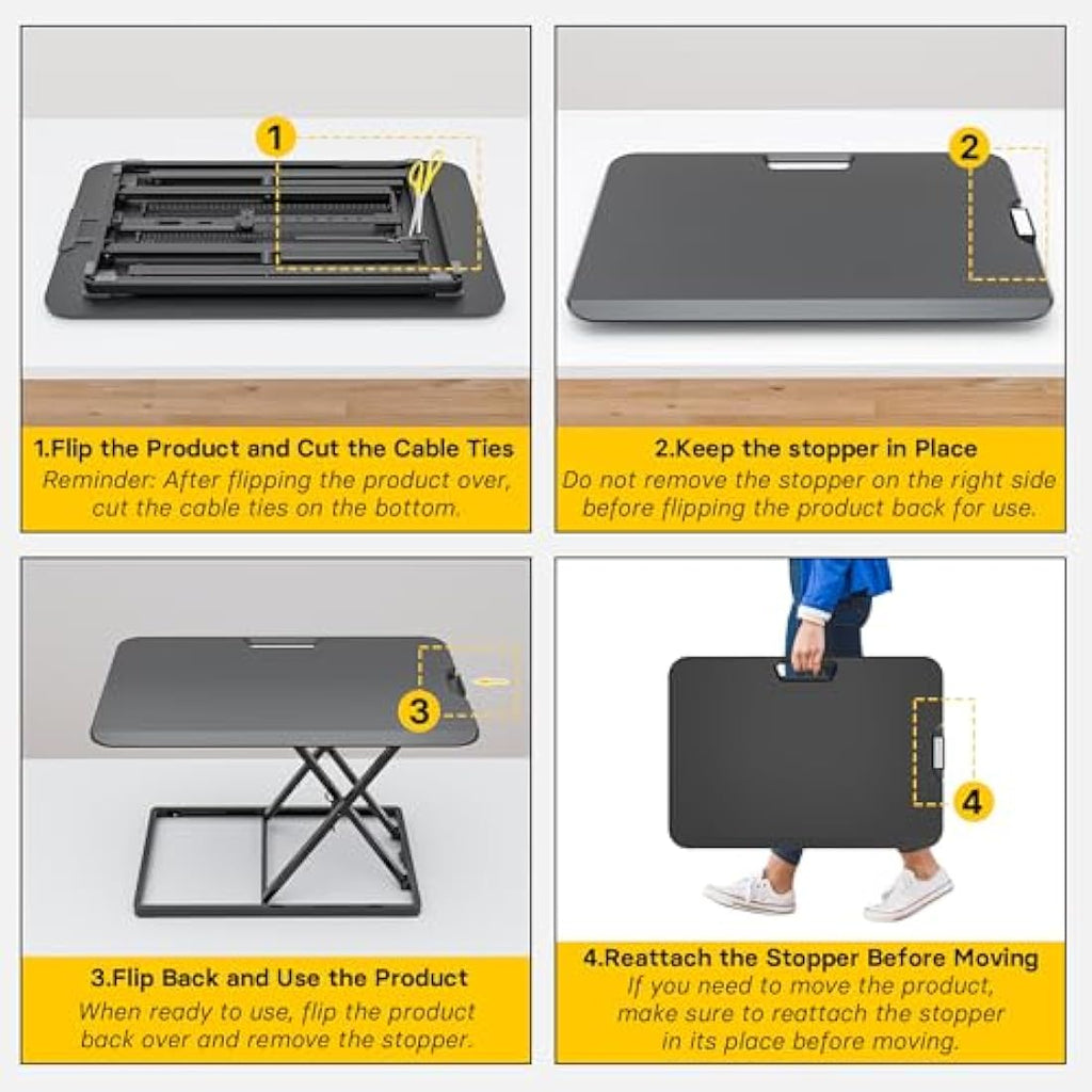 BONTEC Standing Desk Converter | 67x47cm Slim X-Frame Sit Stand Riser