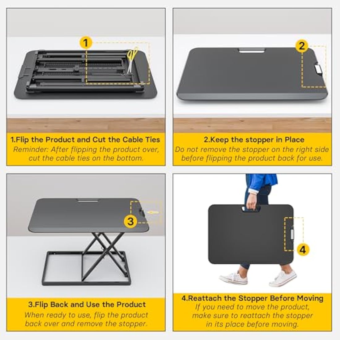 BONTEC Standing Desk Converter | 67x47cm Slim X-Frame Sit Stand Riser