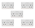 Hager Sollysta 13A 2 Gang Switched Socket – Double Pole Dual Earth (5 Pack)