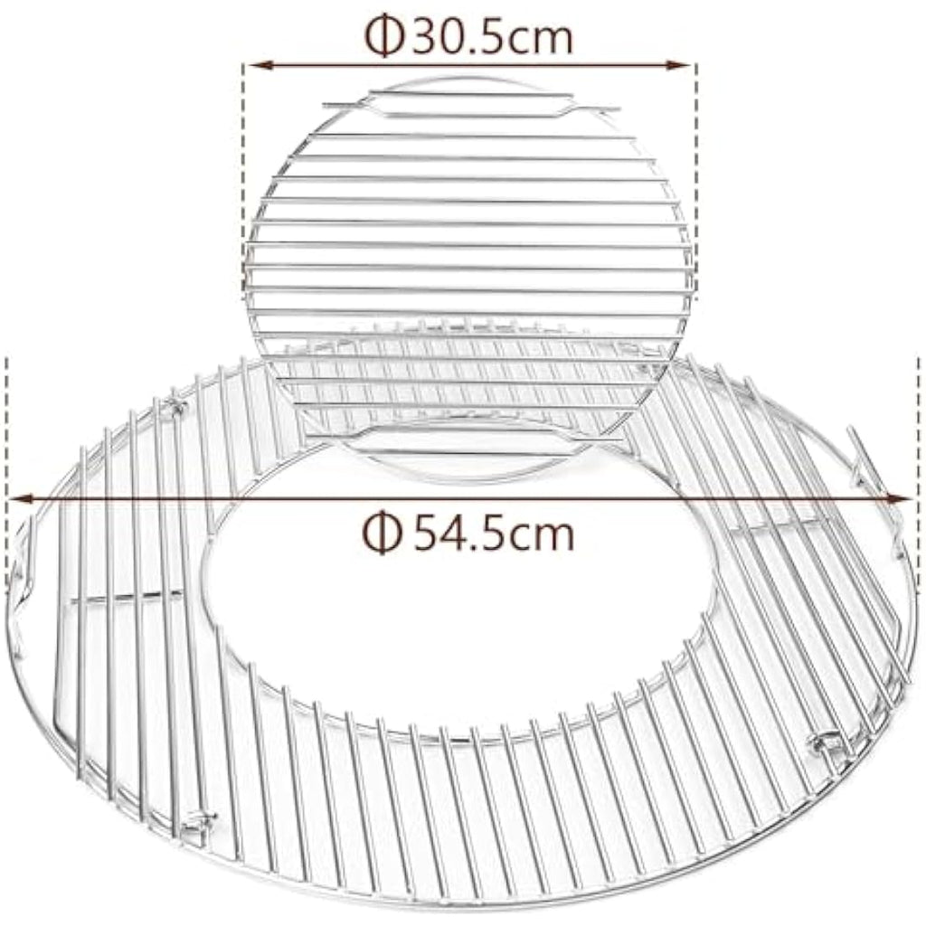 GFTIME 57cm Hinged Cooking Grate for Weber Charcoal Grills | Chrome