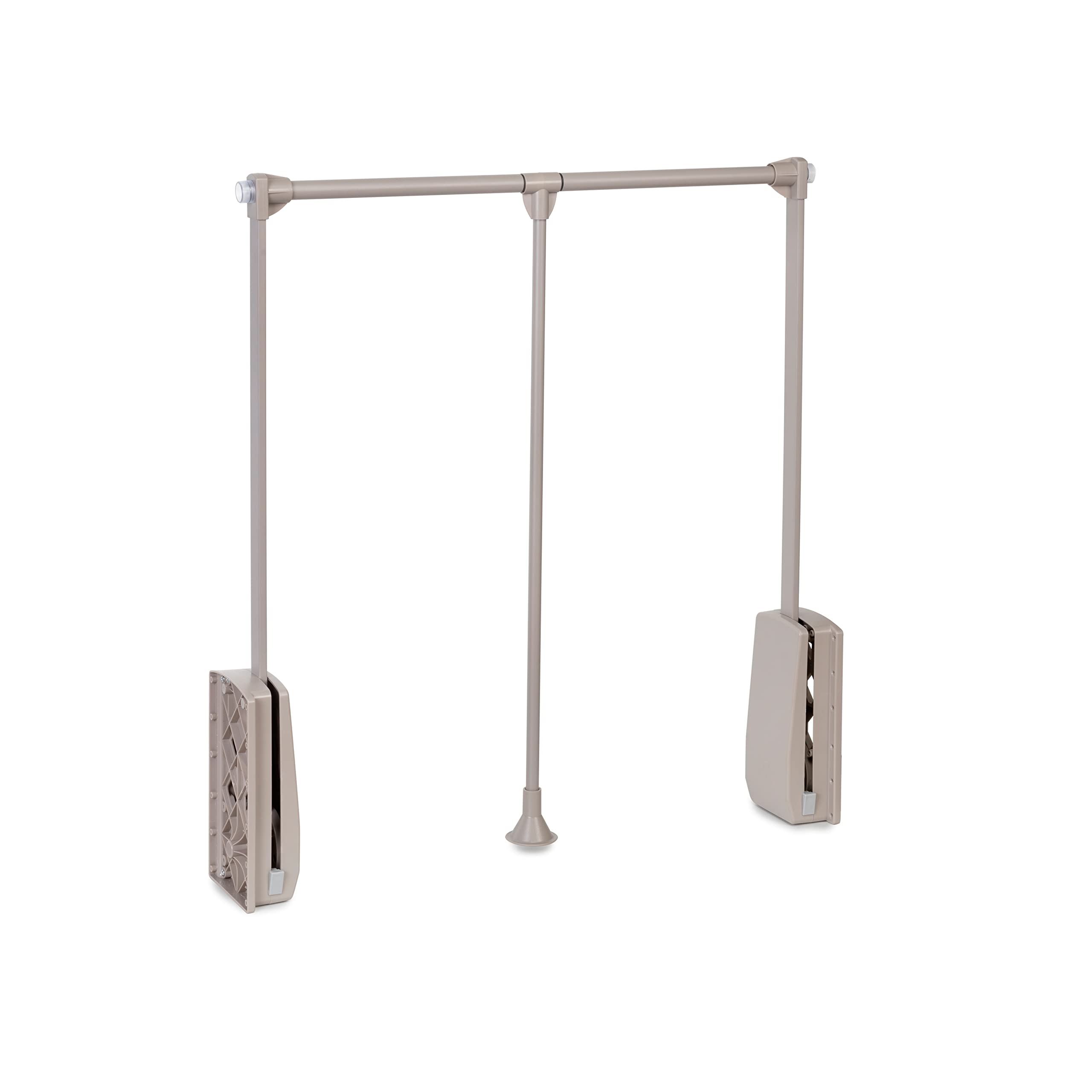 Emuca Pull Down Wardrobe Rail Lift - 600-830mm Adjustable - Stone Grey