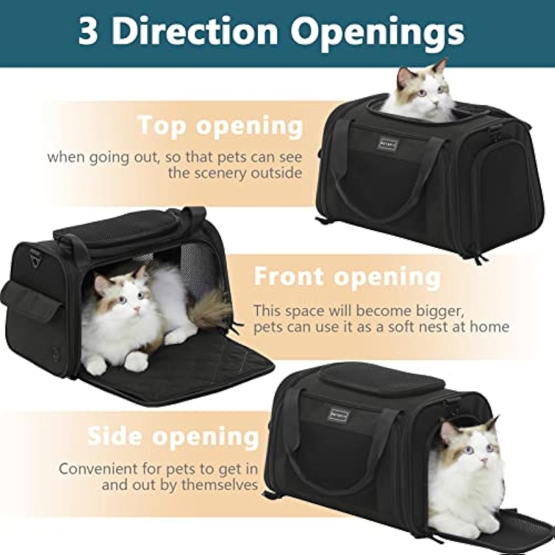Petsfit Airline Approved Pet Carrier | Breathable Soft Sided Cat Bag