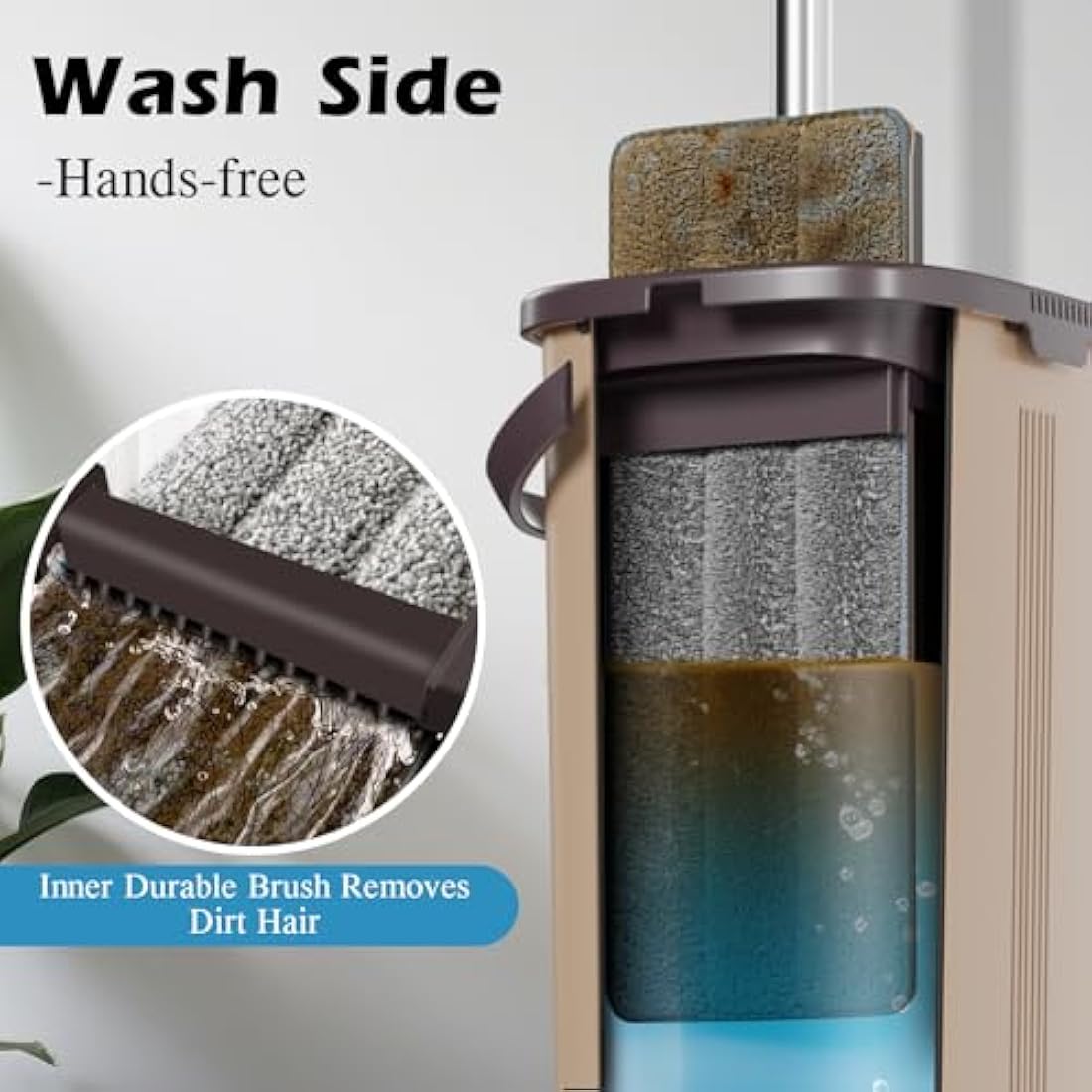 MASTERTOP Hands-Free Flat Mop and Bucket Set | 6 Microfibre Pads