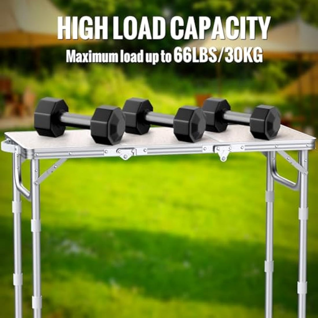 GARLLEN Folding Camping Table | 3-Height Adjustable Aluminum Picnic Table