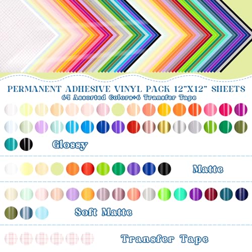 Vinyl Frog Permanent Adhesive Vinyl Bundle - 70 Pack 12x12 Sheets