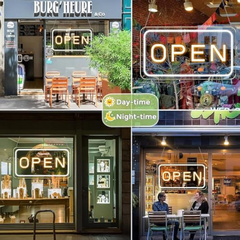 LightingWill LED Neon Open Sign | 23x12 Yellow/White Business Signage