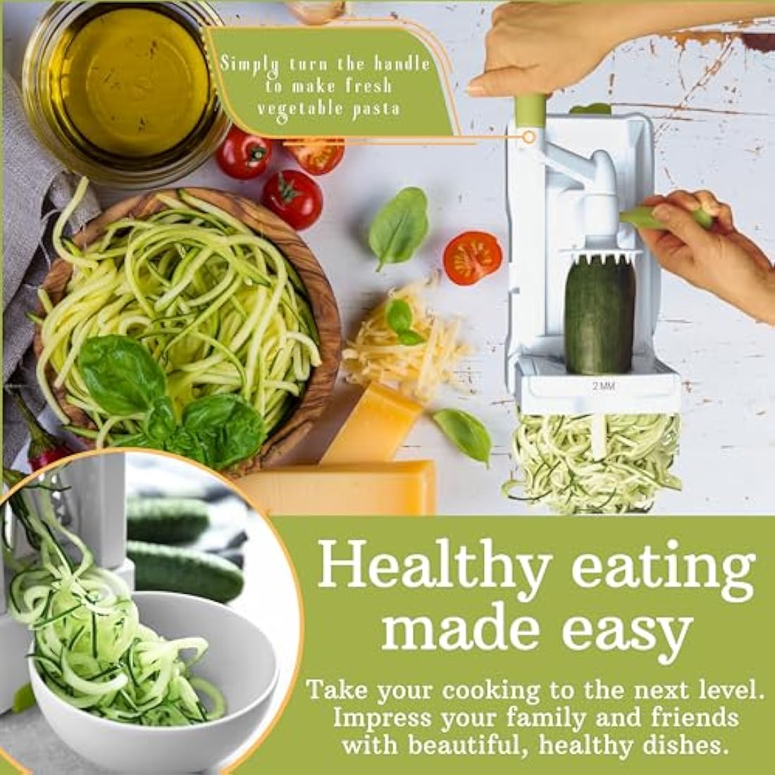 Brieftons 7-Blade Vegetable Spiralizer – Stainless Steel Zoodle Maker