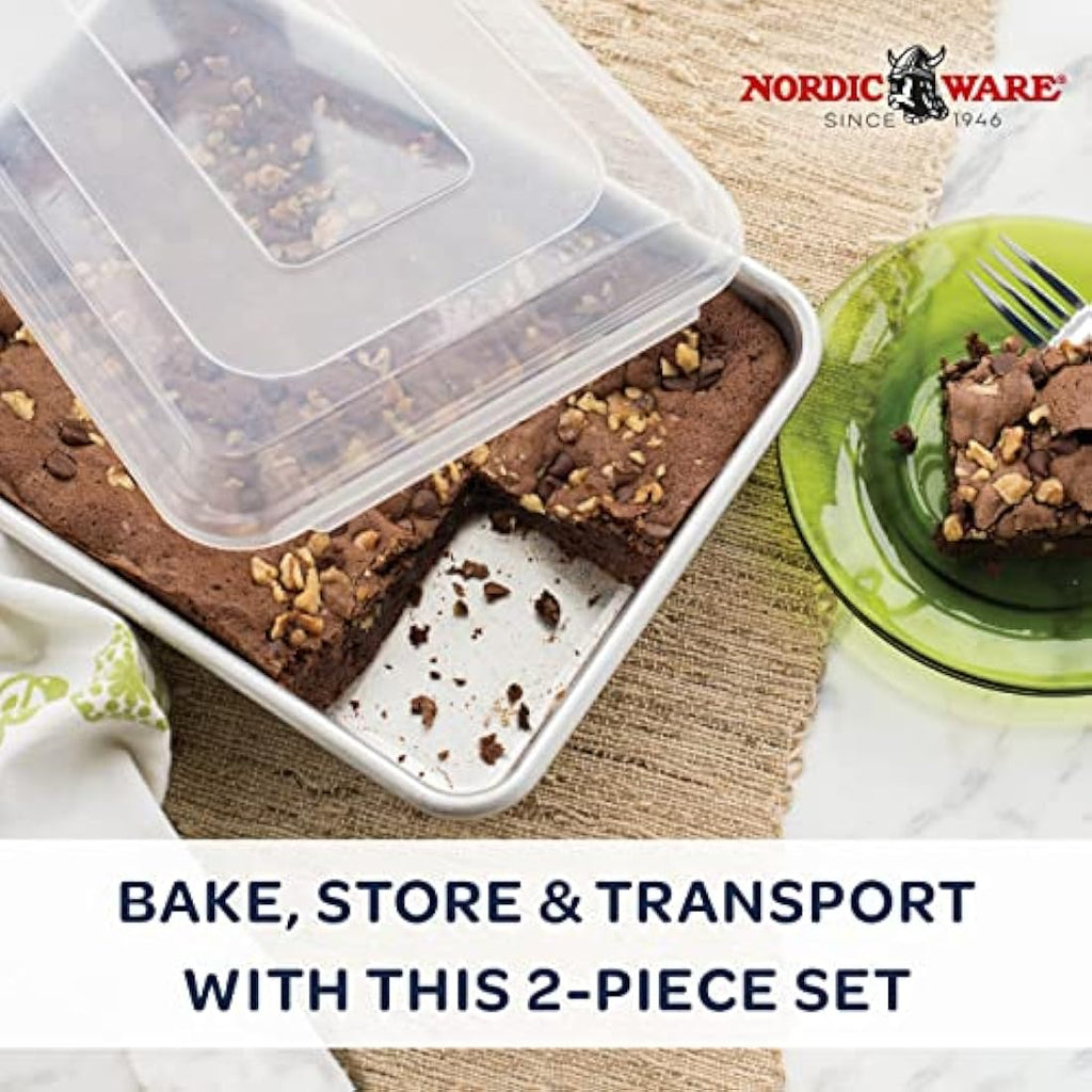 Nordic Ware Naturals 9x13 Rectangular Cake Pan with Lid | Aluminum