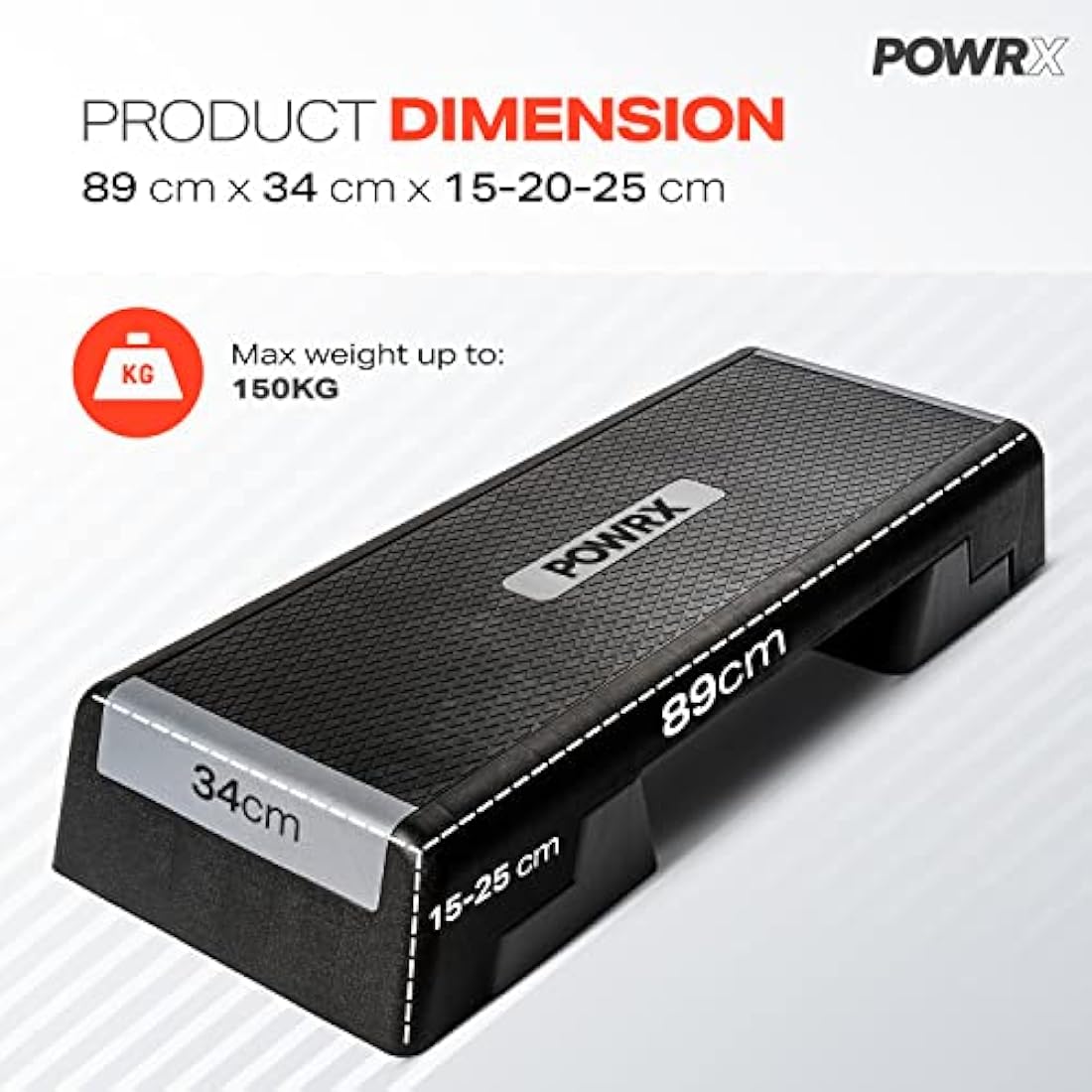 POWRX Professional Aerobic Step Board – Height Adjustable Fitness Stepper