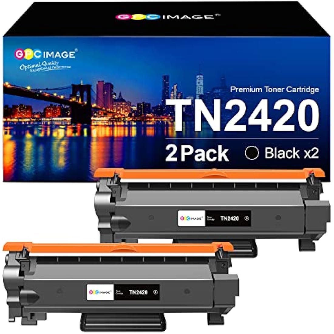 GPC Image TN2420 Compatible Toner Cartridges for Brother Printers | 2 Black