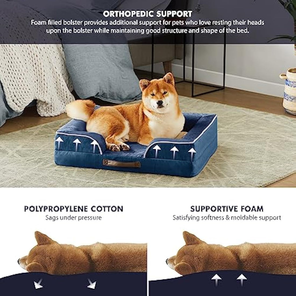 Orthopedic Memory Foam Dog Bed – Waterproof Bolster Sofa
