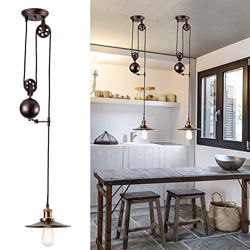 Jolof Store Industrial Pulley Pendant Light – Oil Rubbed Bronze
