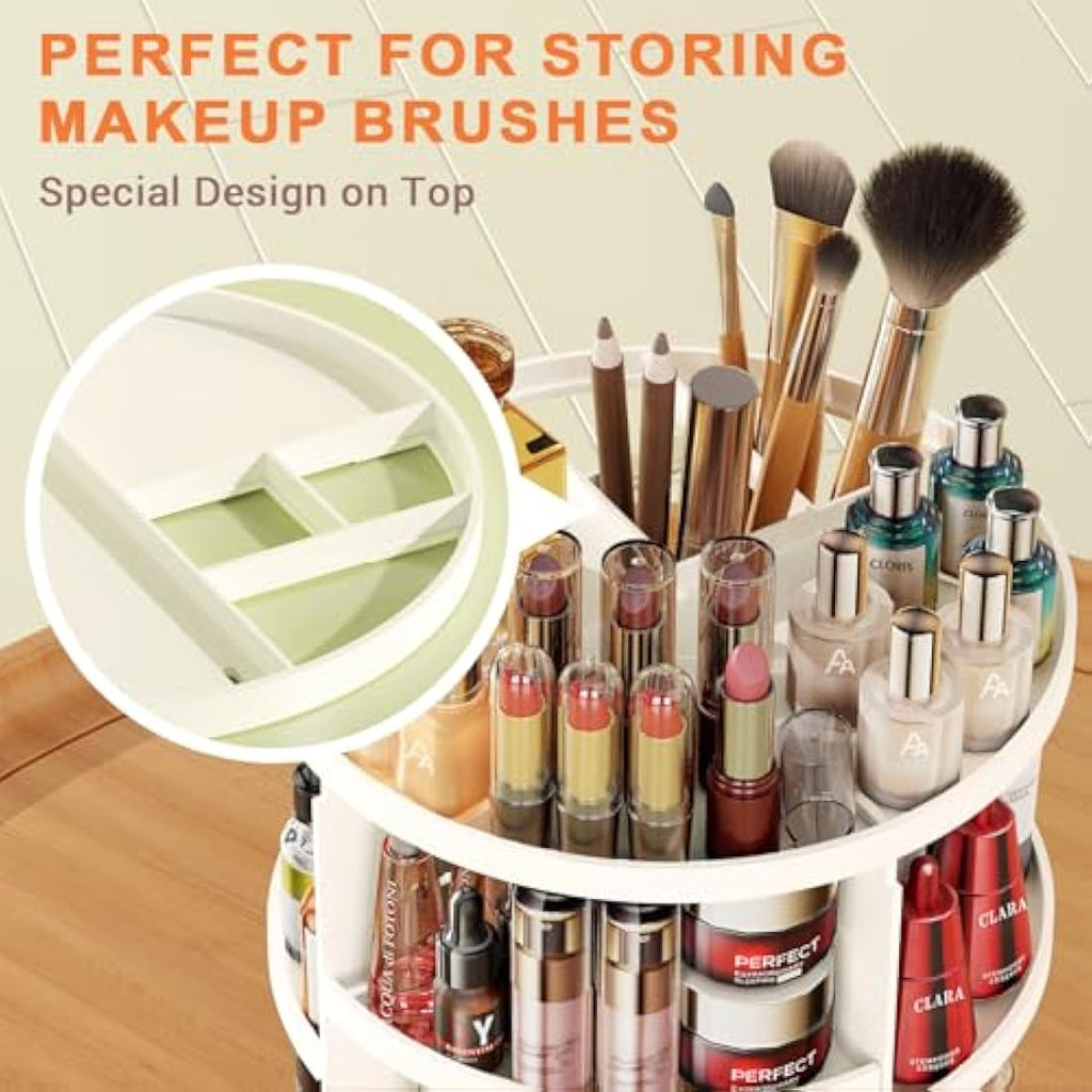 Auxmir 360 Rotating Makeup Organiser | 9-Tier Adjustable Storage, White